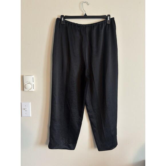 Madewell Pintuck Slim Pull On‎ Pants Black Velvet Womens L Satin Minimalist - Picture 6 of 7